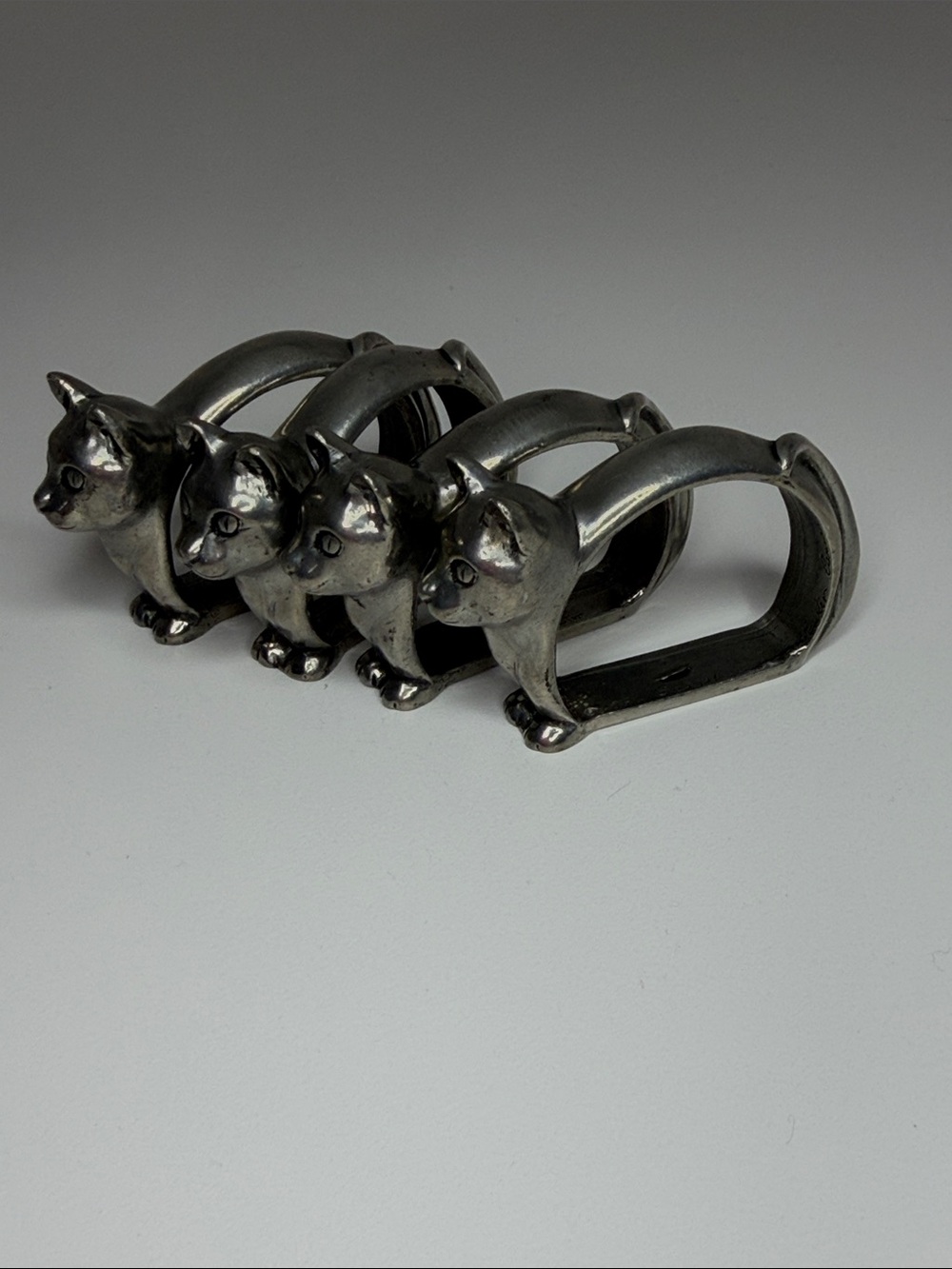 Vintage Silver Cat Napkin Rings - Set of 4